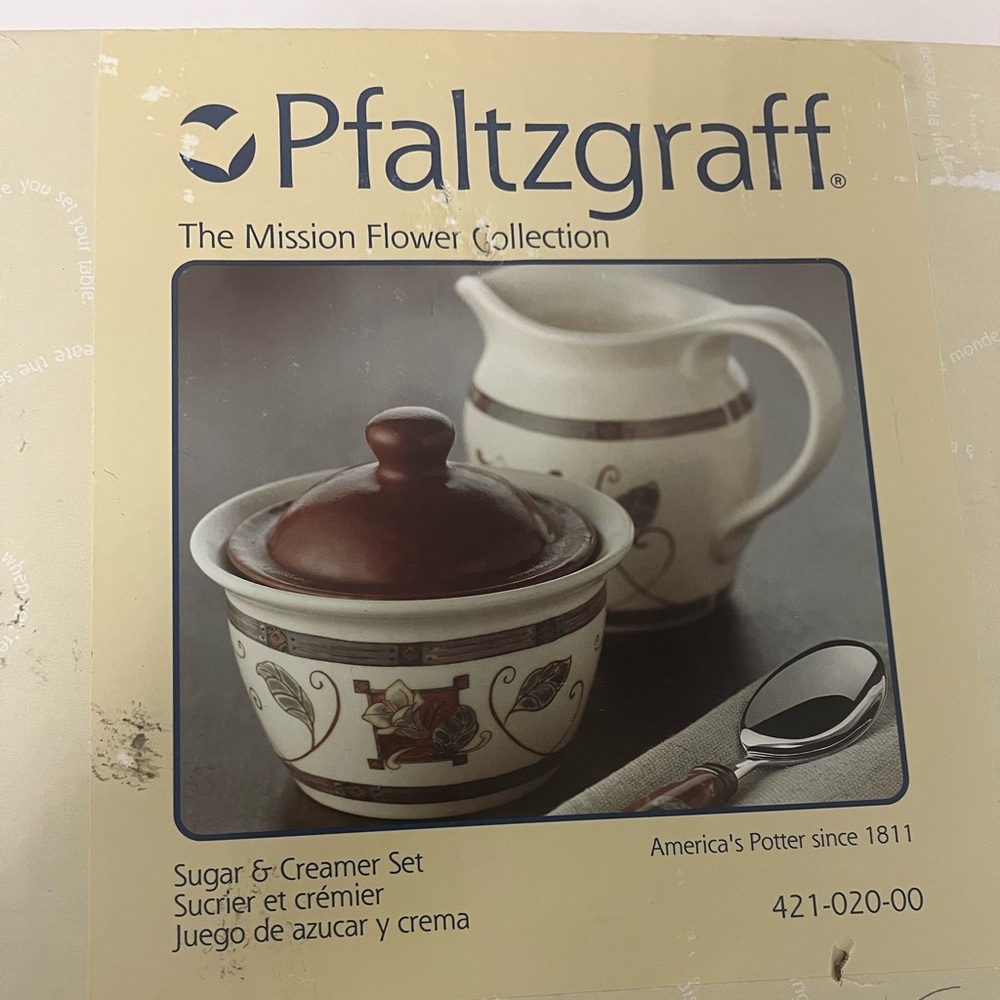 Pfaltzgraff Mission Flower Sugar & Creamer Set - Picture 7 of 9
